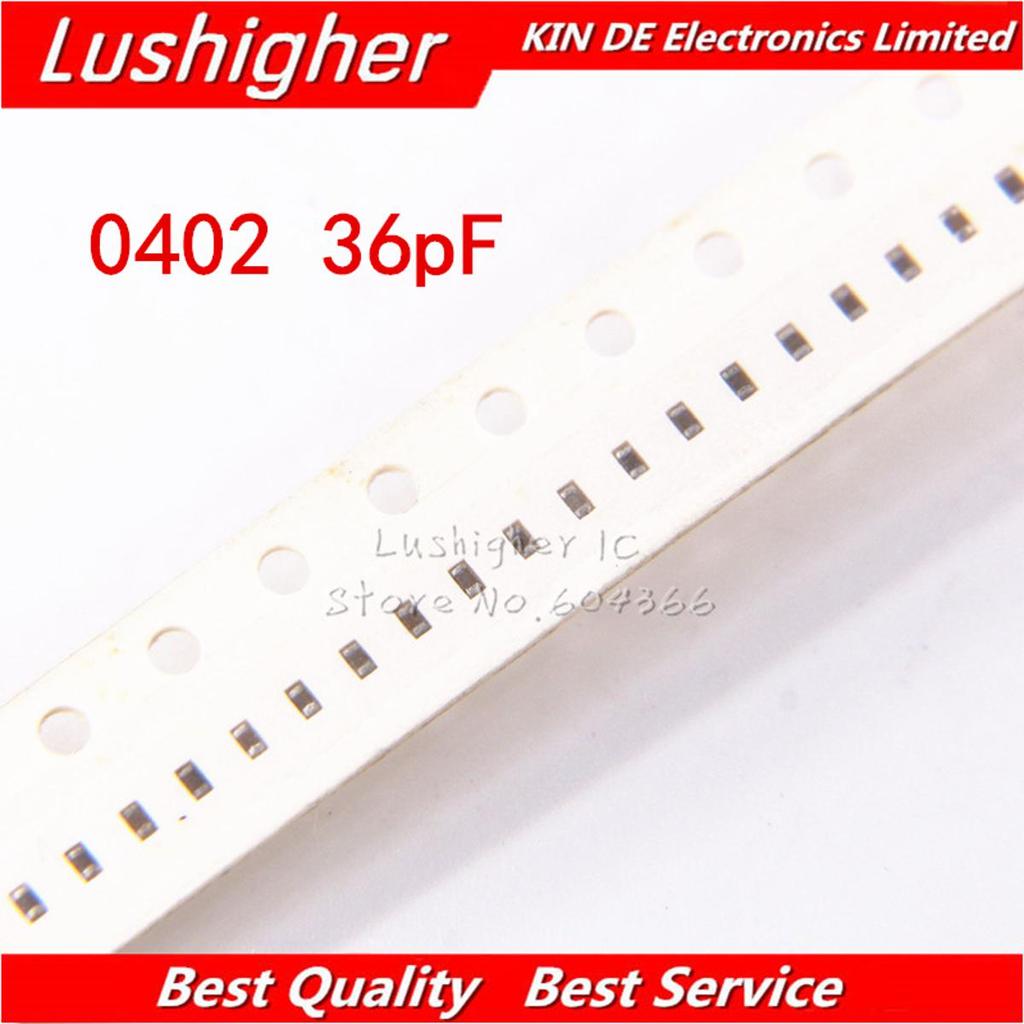 100 ชิ้น 0402 36pf 50V X7R 10% ตัวเก็บประจุเซรามิก SMD MLCC