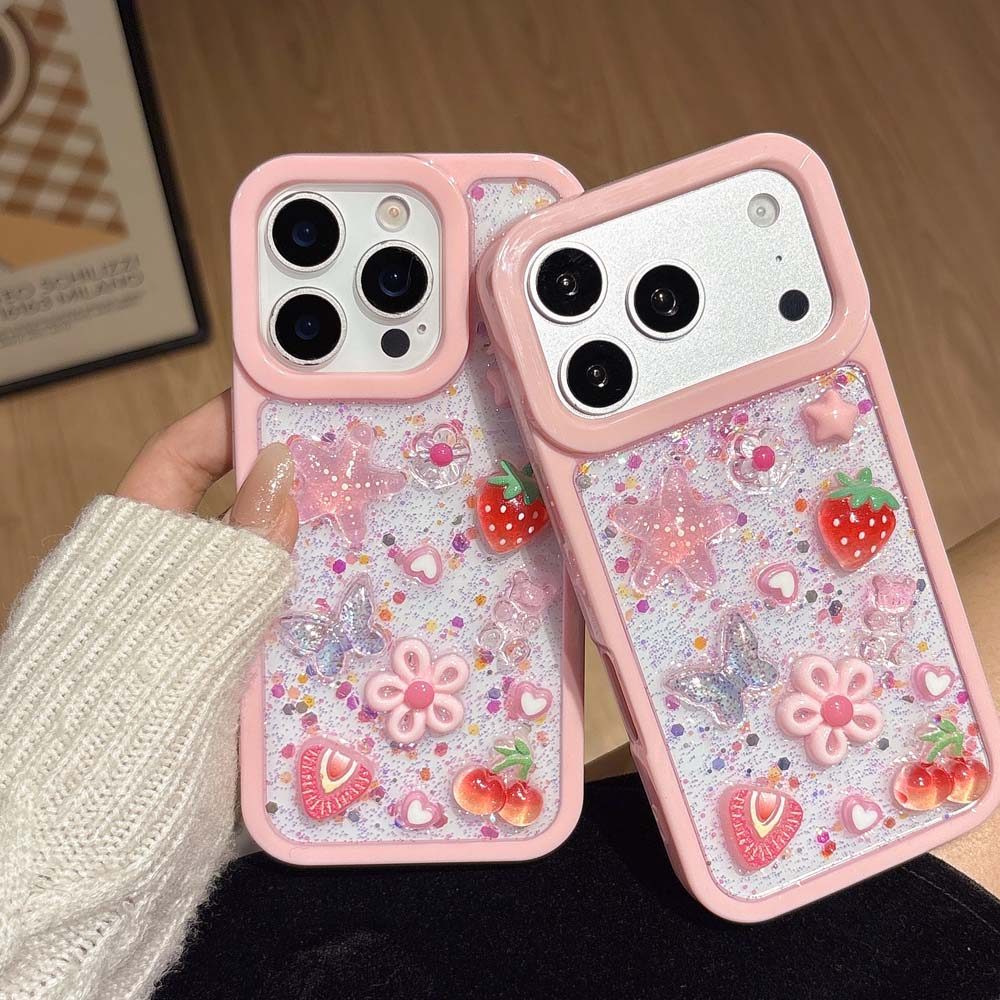 เคสโทรศัพท์เรซิ่นอีพ็อกซี่สีชมพูน่ารักเข้ากันได้สําหรับ ไอโฟน 17โปรแม็กซ์ 16โปรแม็กซ์ 15โปรแม็กซ์ 13