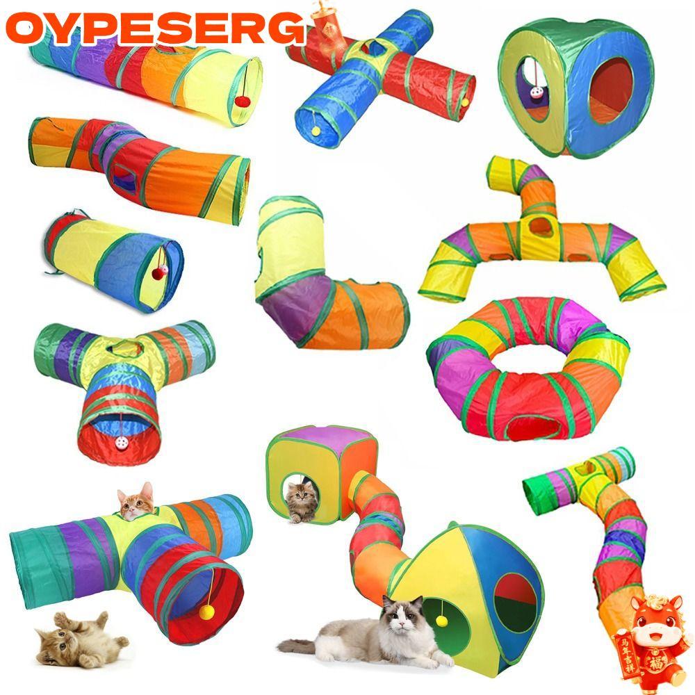OYPESERG รังแมว, โพลีเอสเตอร์ระบายอากาศ + ลวดเหล็กหลอดอุโมงค์แมว, แบบพกพาที่มีสีสันการฝึกอบรม Interactive กระต่ายพับได้ Guinea Pig เต็นท์ลูกสุนัข
