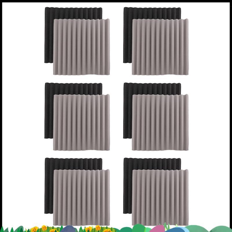 Super 12 ชิ้น Acoustic Foam Board,Studio Wedge Tile,โฟมอะคูสติก Soundproof Pyramid Studio Treatment 