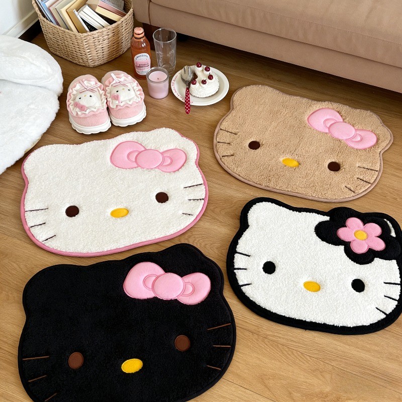 น่ารัก Hello Kitty พรมเช็ดเท้าขนสัตว์เทียมพรมกันลื่น Kawaii อุปกรณ์ห้องน้ํา