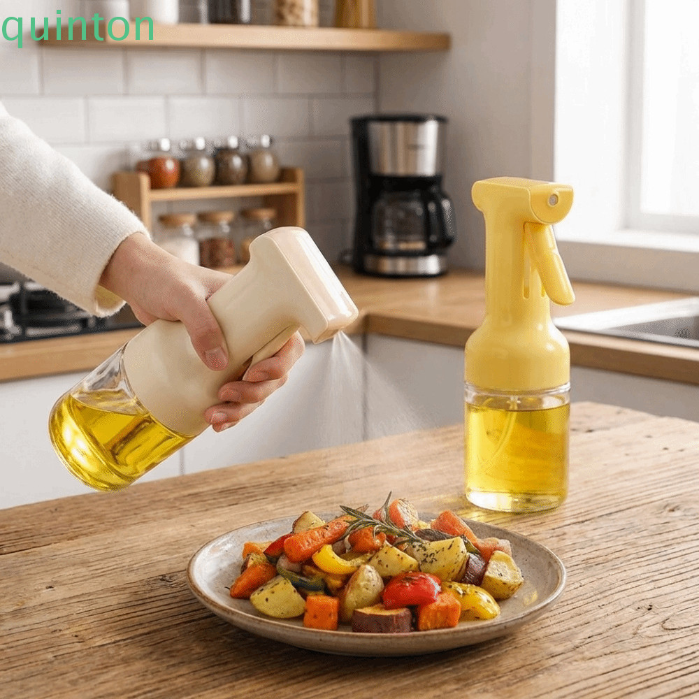 QUINTON Olive Oil Sprayer, 300ML Glass Atomized Oil Spray, Refillable Press Leak-Proof Adjustable Oi