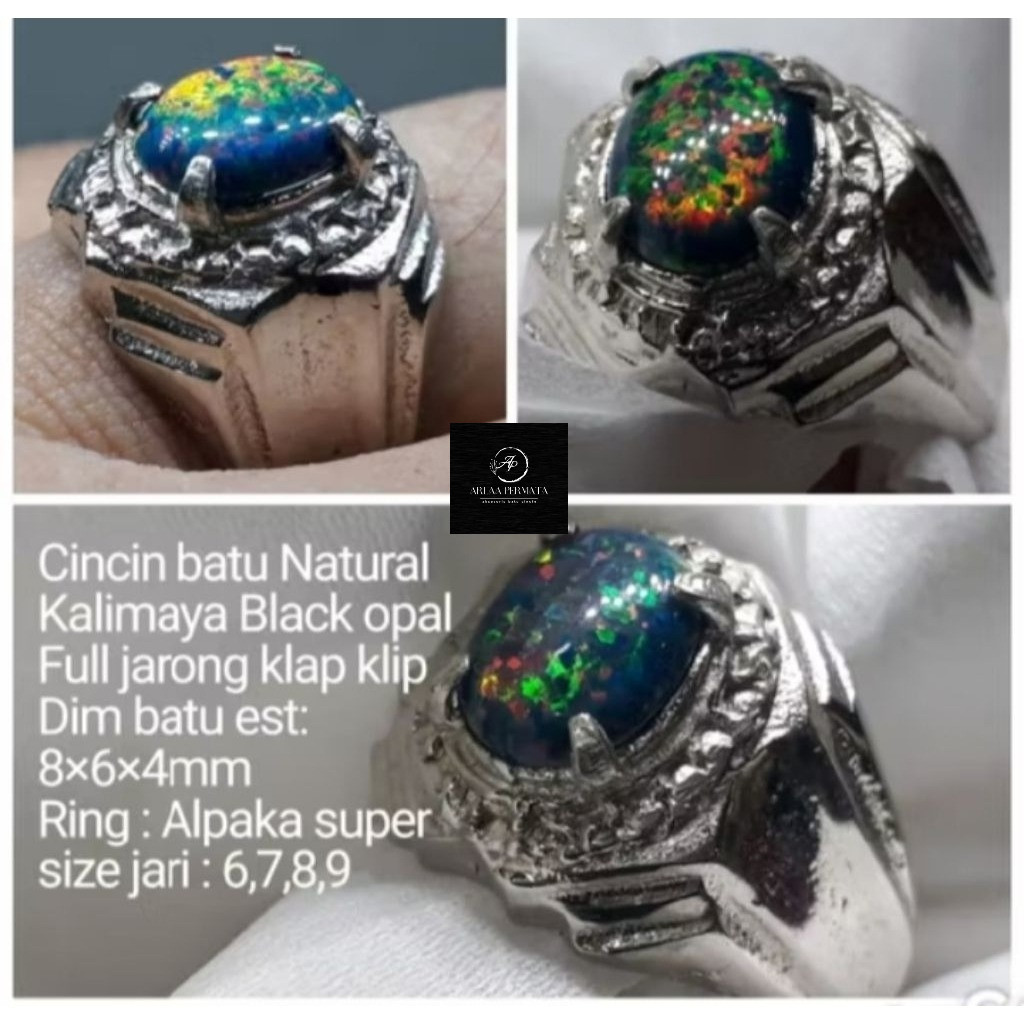 สีดํา Opal kalimaya STONE RING เต็ม jarong