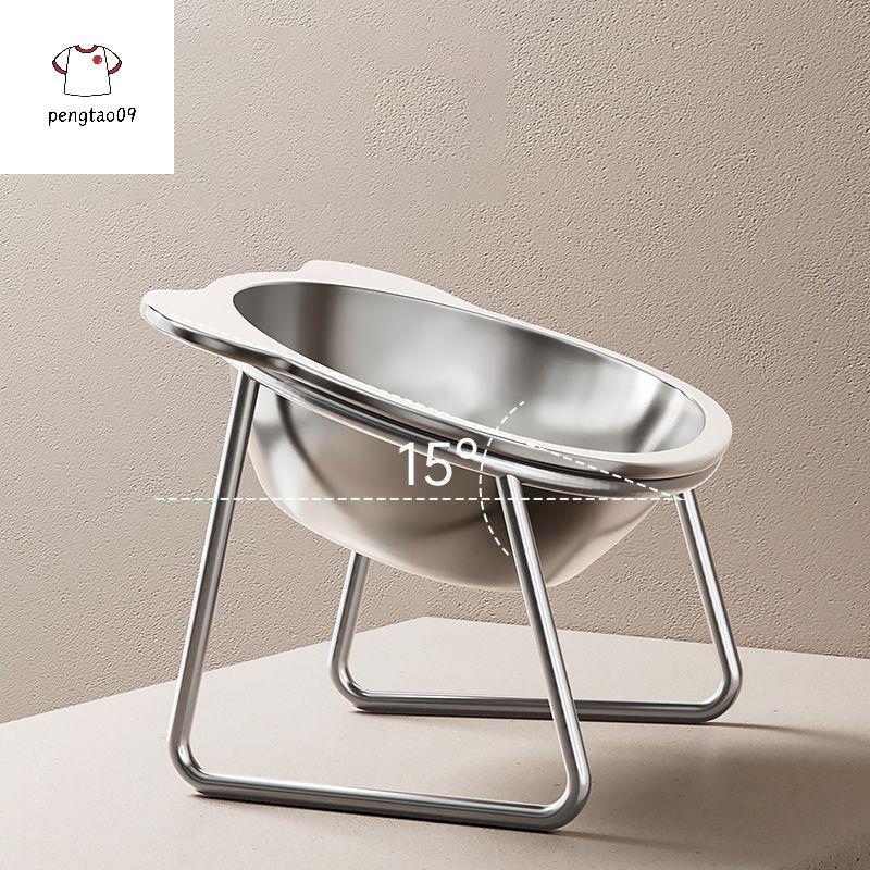 Pengatao09 ชามยก Tilted Neck Guard ชามอาหาร 304 สแตนเลสกันกระแทกสูง 15° อุปกรณ์สําหรับสัตว์เลี้ยงสําหรับลูกสุนัข ใหม่