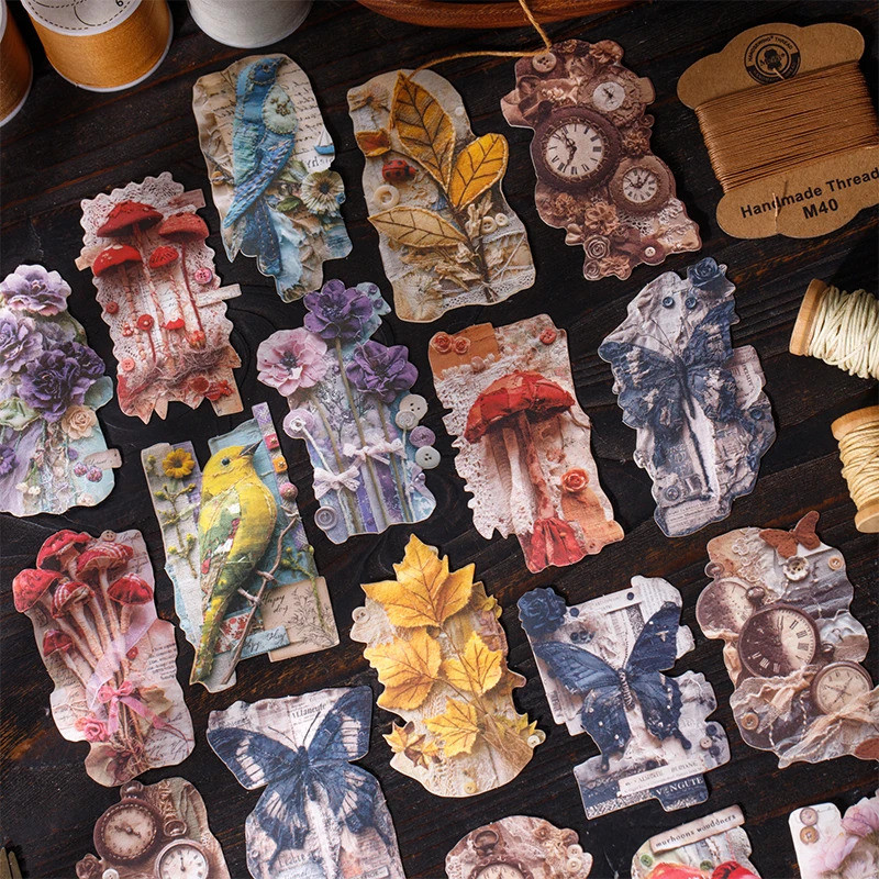 Journal GO 20pcs Art of Patchwork สติกเกอร์แพ็คสําหรับ Collage Junk Journal Handmade สมุดภาพหัตถกรรม