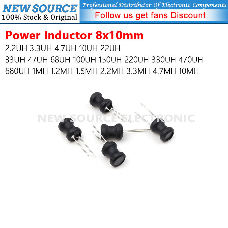 [10 ชิ้น] 8x10 มม.DIP Power Inductor 2.2UH 4.7UH 10UH 22UH 47UH 68UH 100UH 470UH 680UH 1MH 1.2MH 3.3