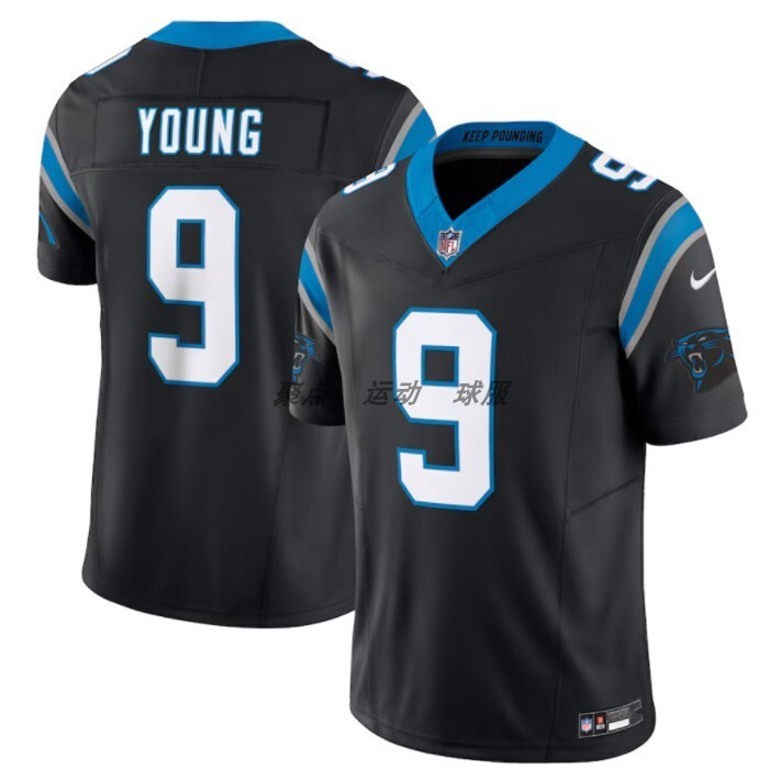 เสื้อยืดรักบี้ Carolina Panthers หมายเลข 9 #Young สำหรับผู้ชายและผู้หญิง