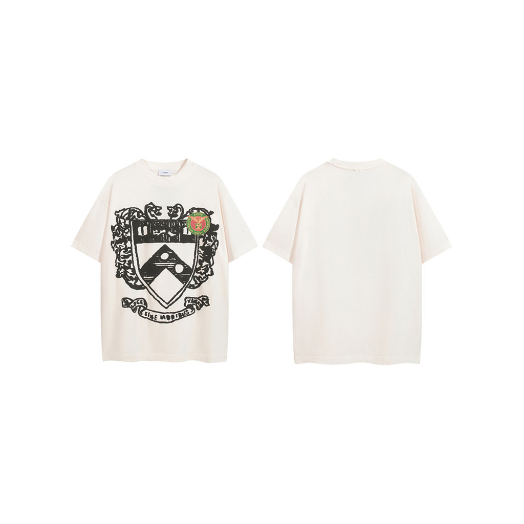 XM4M Rhude High Street Fashion Brand Retro Large Logo logo Printed Short Sleeve Loose Fit Unisex T T