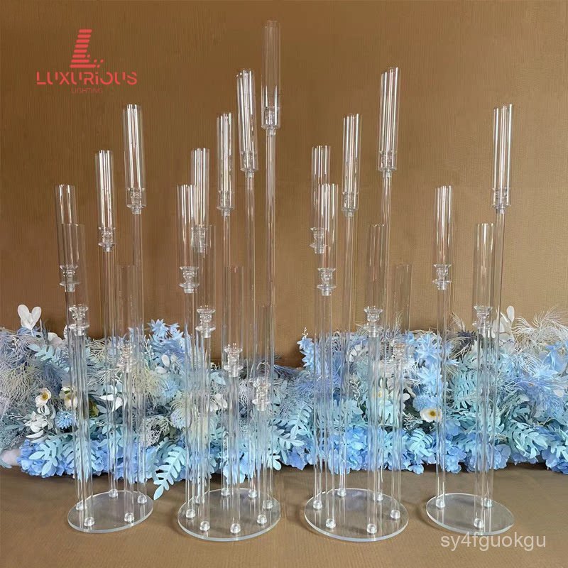 Wedding Hall Aili Transparent Multi-Head Step-Up Candle Holder Hotel Stage Road Guide Main Table Lig
