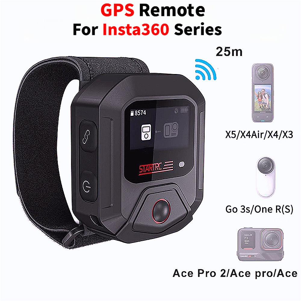 GPS รีโมทคอนโทรลบลูทูธสําหรับ Insta360 X5, X4Air, X4, X3, ACE, ACE Pro (2), Go 3s/One R (S) ตัวควบคุมกล้อง