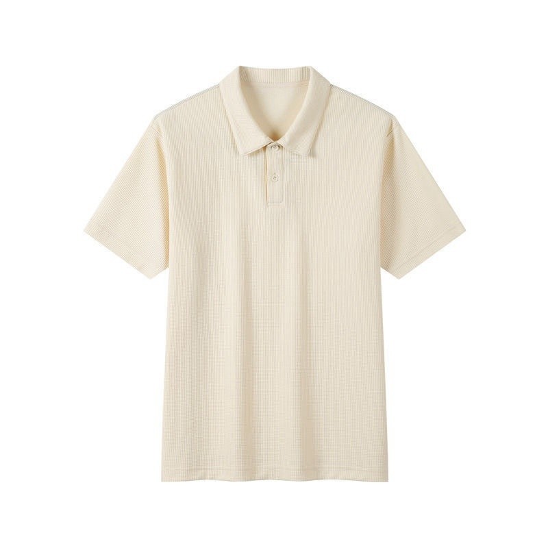 Chaistyle เสื้อโปโลผู้ชาย รุ่นคู่รัก สีล้วน เรียบง่าย แขนสั้นคอปก แบบบาง รูปที่ 3