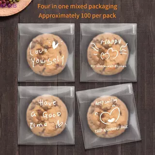 WEMB 100 ชิ้น Happy Clear กระเป๋า Self กาว Candy คุกกี้เบเกอรี่กระเป๋า Self กาวของขวัญส่วนบุคคล Pastry บิสกิตบรรจุภัณฑ์ถุงใหม่