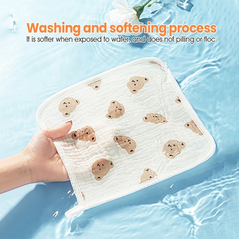 COZII ผ้าเช็ดหน้าเด็ก ผ้าเช็ดมือเด็ก พกสะดวก ผ้าสาลูเด็ก ดูดซับน้ํา ผ้าเช็คหน้าเด็ก 25X25cm - รูปที่ 3