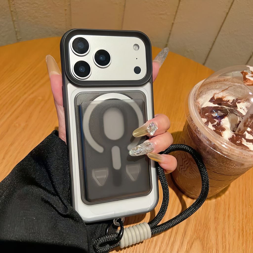 ปลอกหรูหราผู้ถือบัตรแม่เหล็กยืนชุดสามชิ้นเหมาะสําหรับ ไอโฟน 17 16 15 14 13 12 มือโปร สูงสุด เคสโทรศัพท์ป้องกันการตก - รูปที่ 4