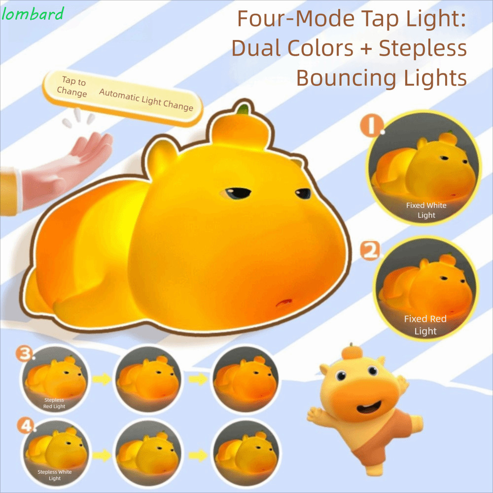 LOMBARD Water Dolphin Lulu Night Light, Touch Sensor การ์ตูน LED น่ารัก Tap Light, สบาย Top Touch Ey