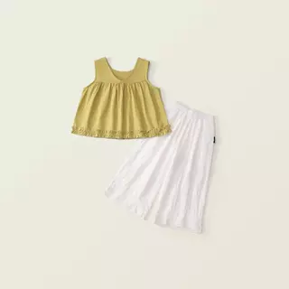 Hania kids พร้อมส่ง - ชุดเซ็ตเสื้อแขนกุดกางเกงขายาว ใส่สบายชุดเด็กผู้หญิง - K5125792