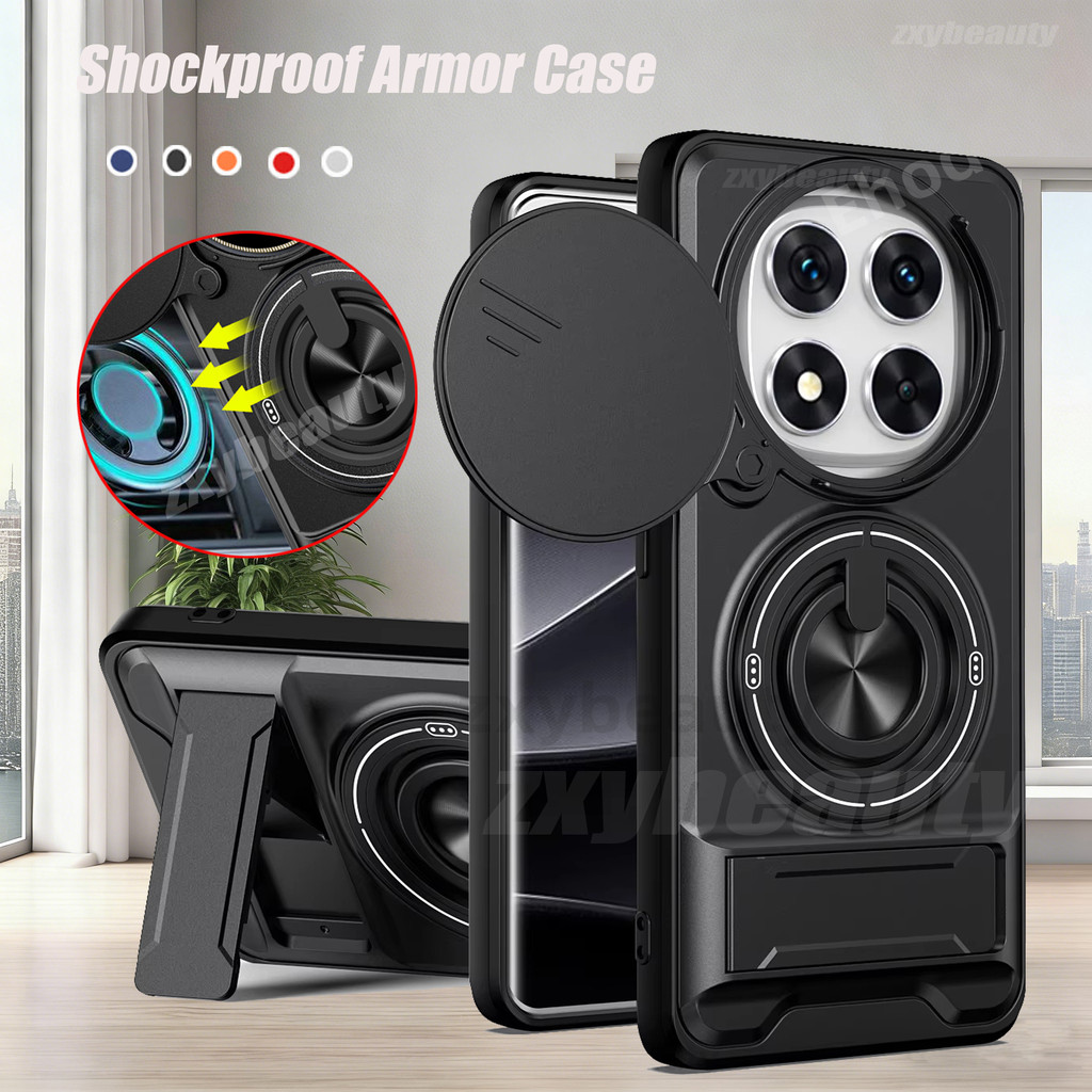 เคสสำหรับ Redmi Note 15 Pro+ 14 4G 5G 2025 เคสกันกระแทก เกราะแม่เหล็ก ฝาครอบแบบดึงและดันสำหรับ Note14 15Pro+ ฝาหลังป้องกันกล้อง