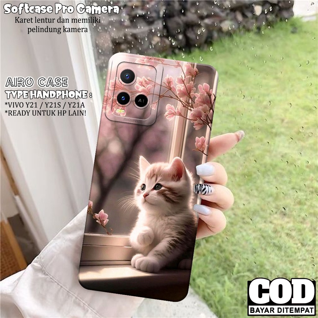 เคส HP Vivo Y21 / Y21S / Y21T / Y21A / Y33S / Y33T - เคส Tpu Softcase ล่าสุด - Cat Motif - Vivo Y21S
