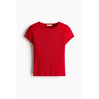 H&M(เอชแอนด์เอ็ม) เสื้อยืดผ้าถักเนื้อละเอียด Women Fine-knit T-shirt 1322347_1