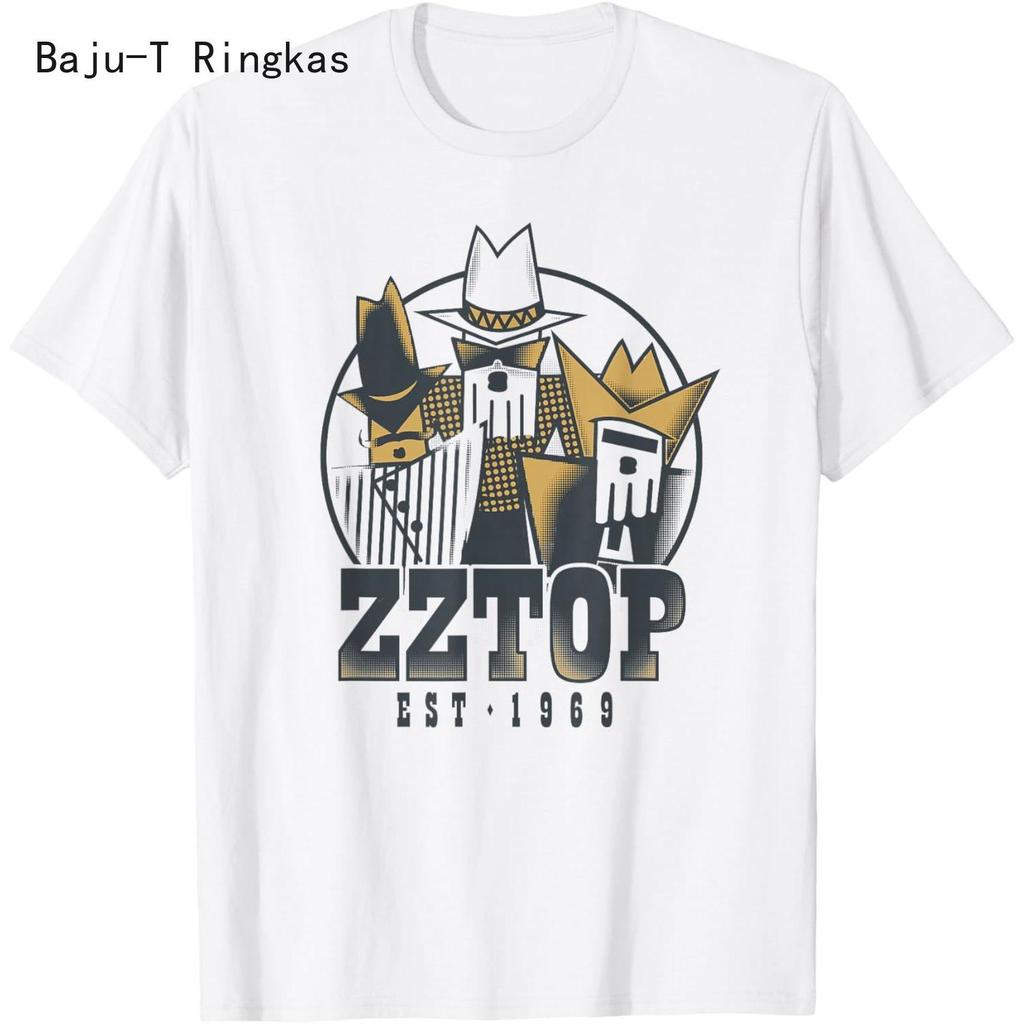 ZZ Top Tres Hombres Tour Baju เสื้อยืด Unisex mursh kos ผู้ชายท็อปส์เสื้อยืด