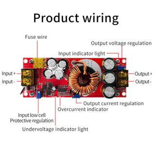 Rabbitmall 1800W 40A DC to DC Step-up Converter Boost Power Supply Module IN 8-60V OUT 12-90V วงจรแปลงไฟเพิ่มแรง