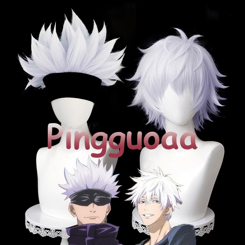 💘 Manmei Gojo Satoru Cosplay Jujutsu Kaisen Cosplay 32cm Christmas Silver Purple Wig Cosplay Anime W