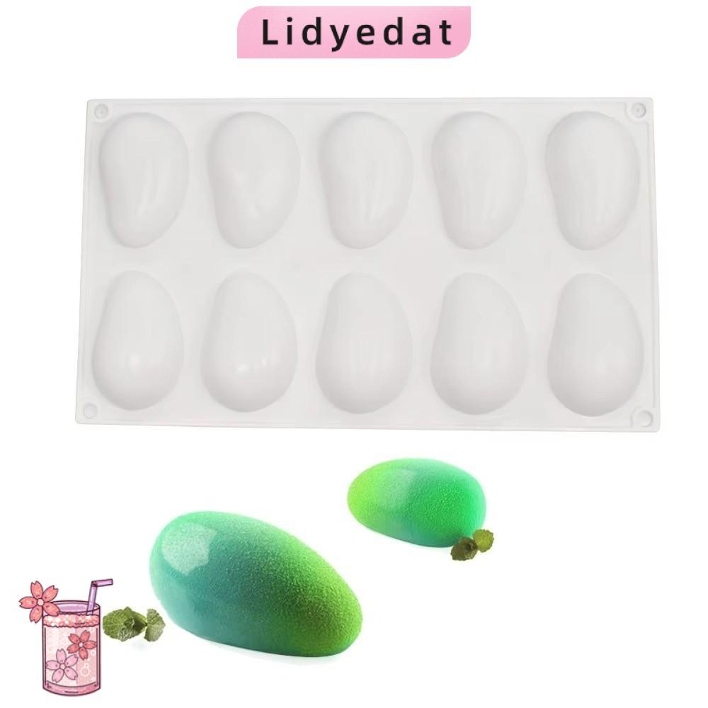 LIDYEDAT165 แม่พิมพ์มะม่วงซิลิโคน, แม่พิมพ์มะม่วงทนความร้อนแบบใช้ซ้ําได้, DIY ทําความสะอาดง่าย 10-Cavity Baking Pan ถาด Jelly Candy