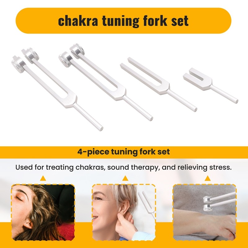 ชุดส้อมปรับแต่ง 4 ชิ้น (128Hz, 136.1Hz, MI 528Hz, 4096Hz),สําหรับ Healing Chakra,Sound Therapy,Relie
