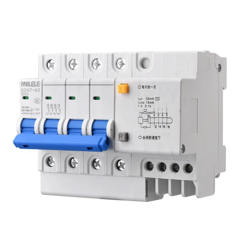 สวิตช์กันไฟดูด DZ47LE สำหรับบ้าน 220V/380V ขนาด 63A-100A