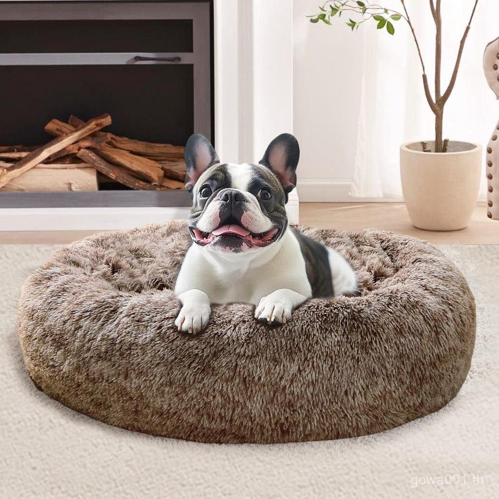 JOLLYVOGUE Calming Dog Bed for Small Dogs - 23 นิ้ว Donut Washable Small Dog Beds for Kittens & Pupp
