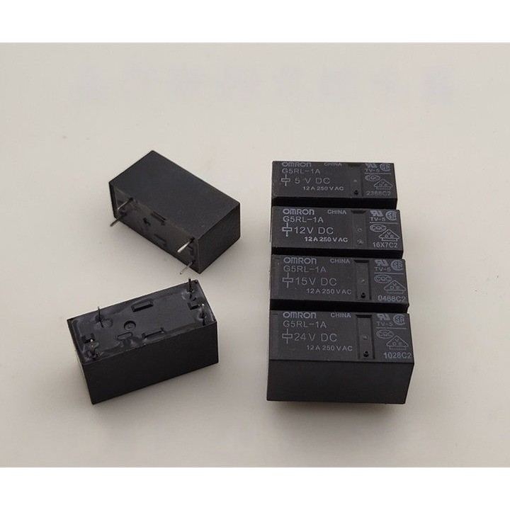((1 ชิ้น) ชิ้นส่วนอิเล็กทรอนิกส์ G5RL-1A 5VDC 12VDC 24VDC Omron รีเลย์ 4 Pins 12A หนึ่งชุดปกติเปิด