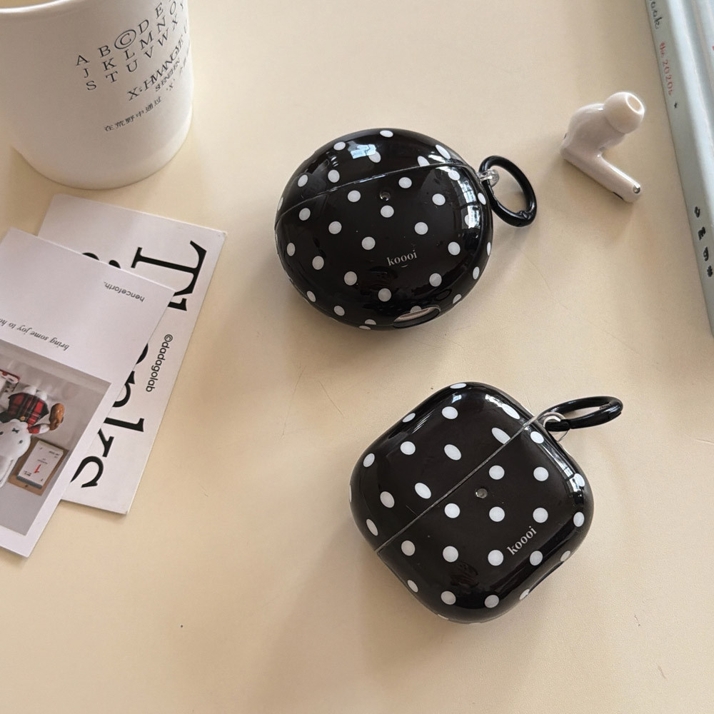 สีดําสีขาว Polka Dot พร้อมพวงกุญแจหูฟังสําหรับ Huawei FreeBuds 7i 6i 5i SE2 SE3 สําหรับ FreeClip 2 นุ่มฝาครอบป้องกัน