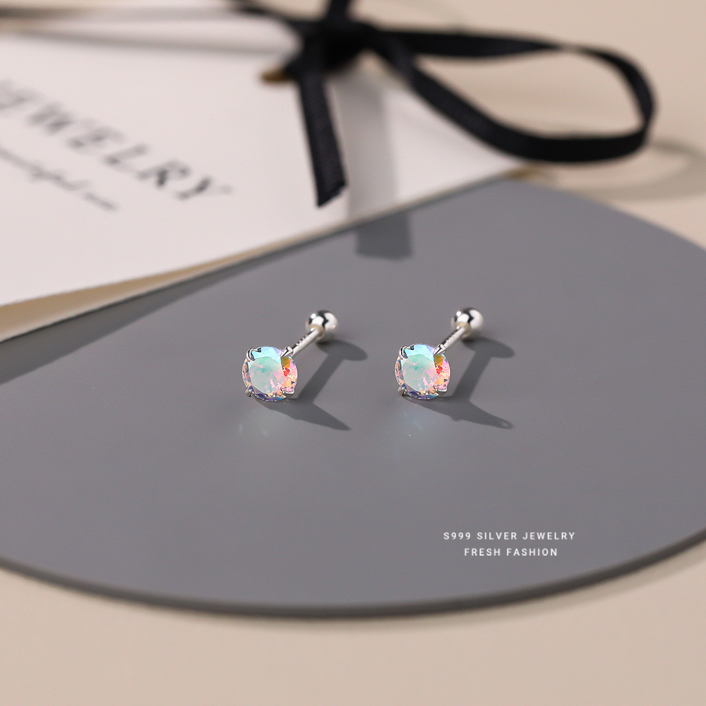 Simple Light Luxury Symphony Zircon ต่างหูหญิง s999 เงินสเตอร์ลิง Minimalist CelesIsle No4 MP2 CT3 M