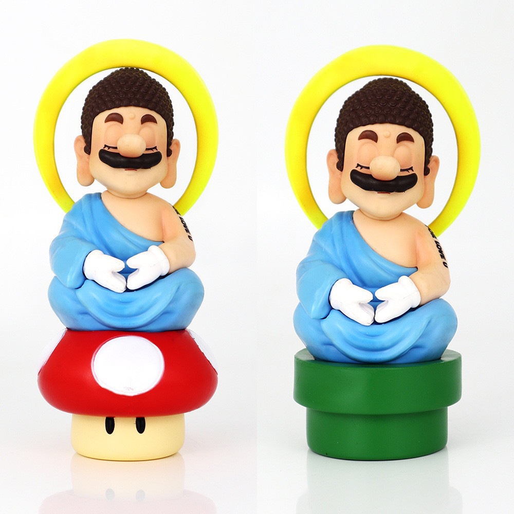 156 สร้างสรรค์น่ารัก Spoof Super Mario Buddha Mario Plumber เกมรูปปั้น GK รูปตุ๊กตา