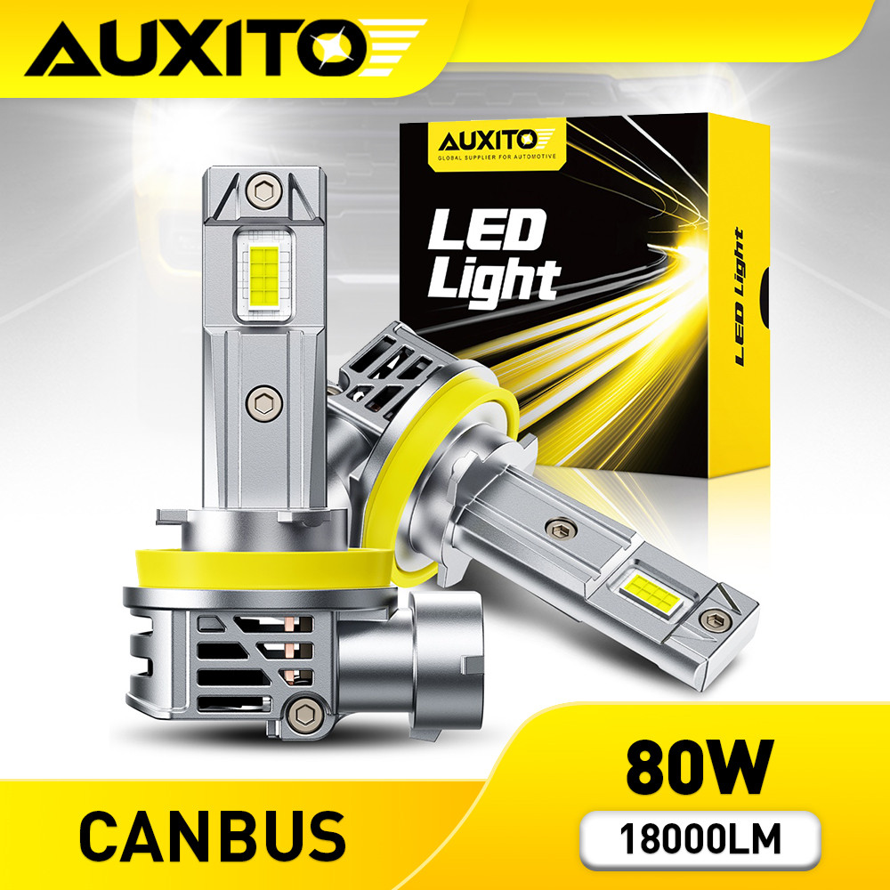 AUXITO 2PC ไฟหน้า M6S H11 LED 80W 18000LM H4 H1 H7 9005 HB3 9006 HB4 9012 H13 รถไฟ LED 6500K