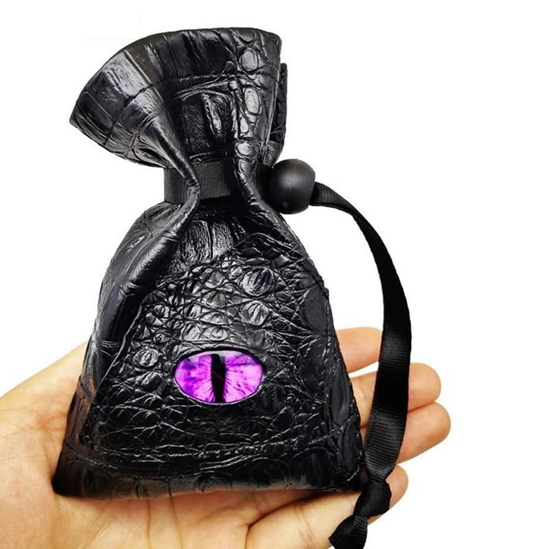 [bigdeals365] Drawstring Dice Bag PU Leather DND Dice Pouch Tarots Oracle Cards Storage Bag Gift Coins Jewelry Accessories Dice Bag New Stock
