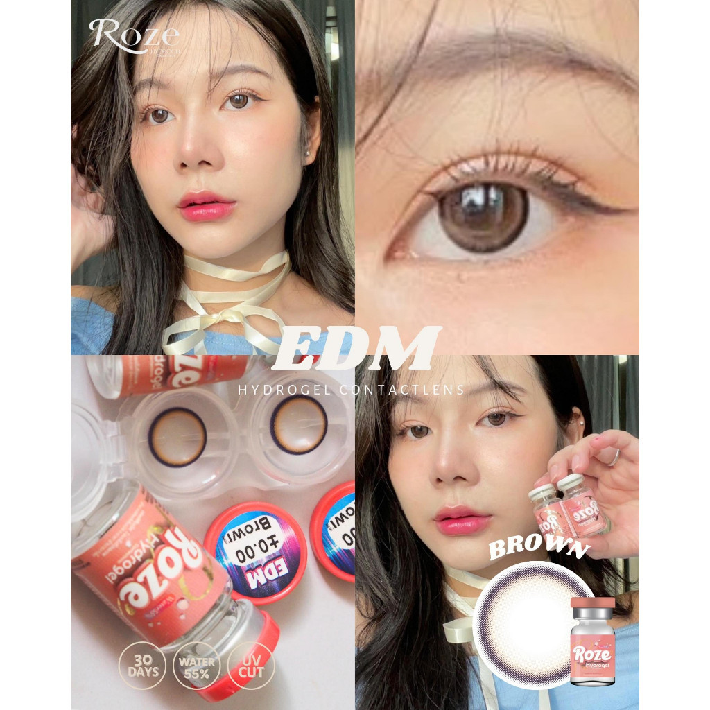 💖คอนแทคเลนส์ - รุ่น EDM (Rozelens)💖Size : M💖สี : Brown / Gray