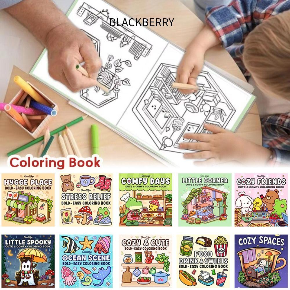 สมุดระบายสีกราฟฟิตี BLACKBERRY ของขวัญผ่อนคลาย สมุดระบายสี Stuky Cutie หนังสือเส้นขยุกขยิกเพื่อการศึกษาที่สร้างสรรค์ ผู้ใหญ่และวัยรุ่น