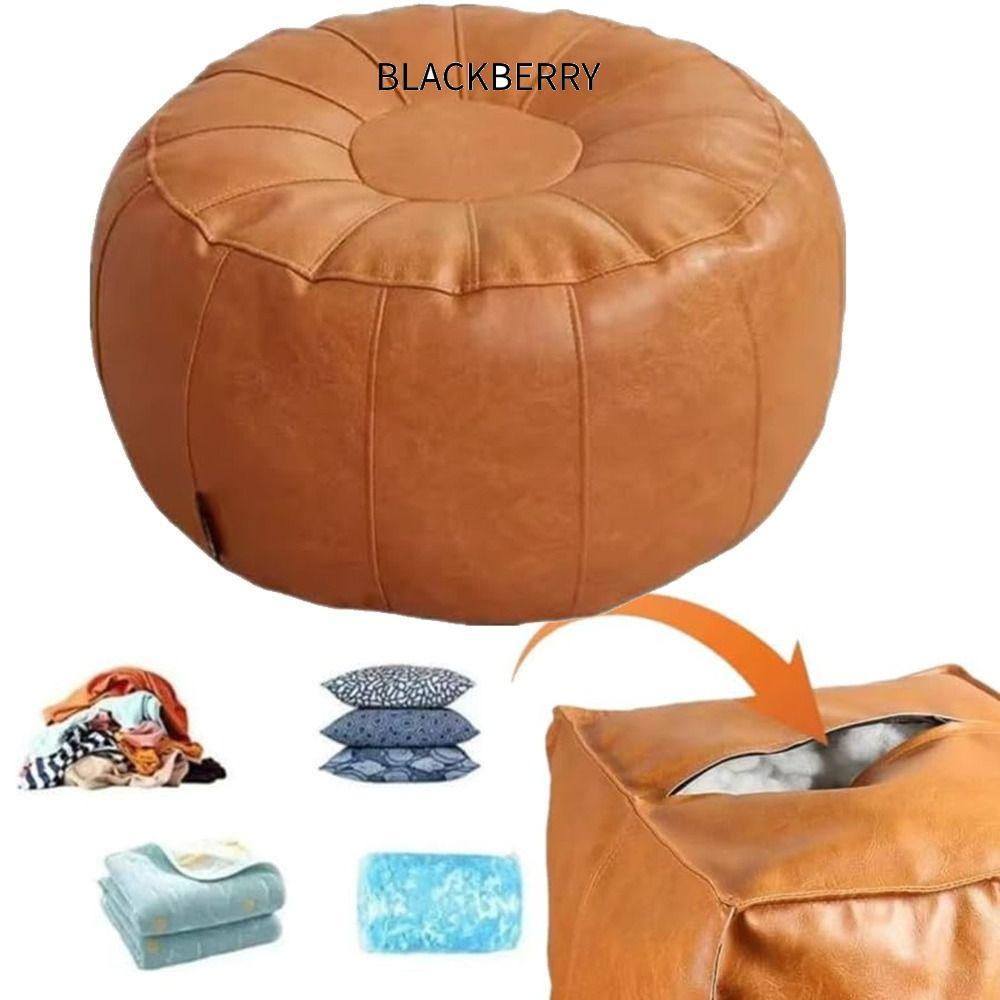BLACKBERRY เก้าอี้เก็บเสื้อผ้า, PU หนังรอบ Unstuffed Storage ขา Bench, แฟชั่นเรียบง่าย Nordic ความจุขนาดใหญ่ Ottoman ที่นั่งห้องนั่งเล่น