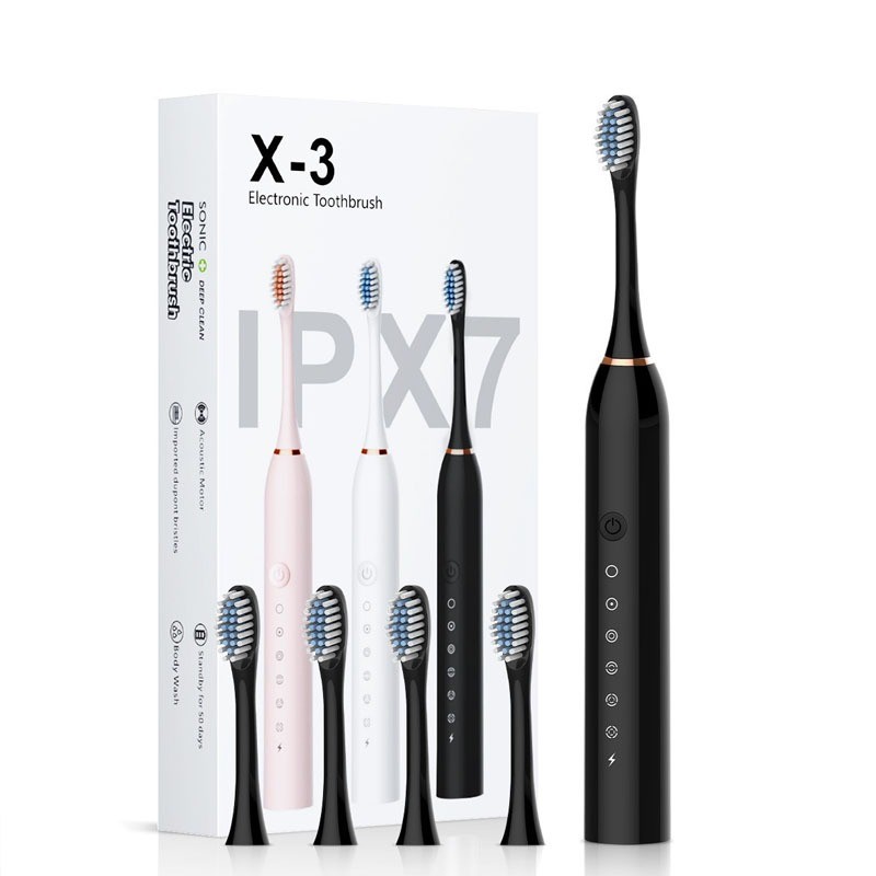 แปรงสีฟันไฟฟ้า ชาร์จด้วยUSB กันน้ำ อัลตราโซนิค แถมหัวแปลงอีก2หัว แปรงได้สะอาด ดีต่อเหงือกและฟัน