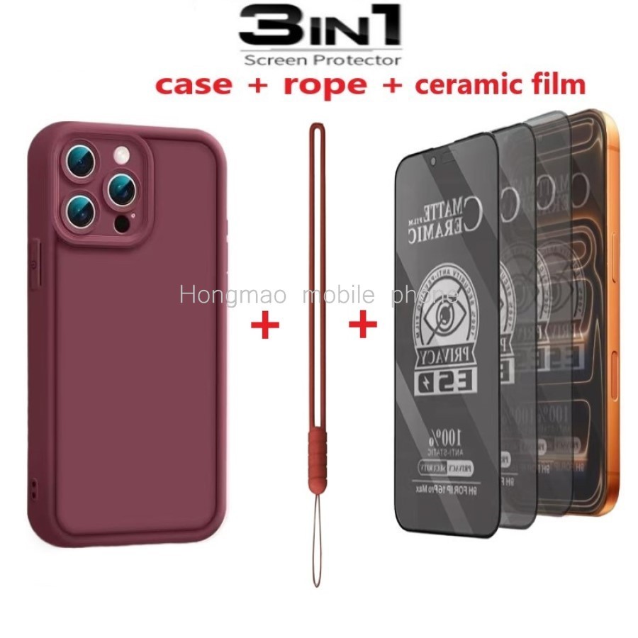 3in1 Protector เคสโทรศัพท์ + Anti-Spy เซรามิคฟิล์มสําหรับ Samsung Galaxy M56 M55 M54 M36 M35 M34 M32