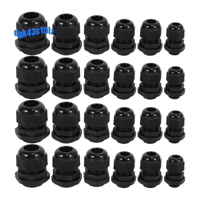 24 ชิ้นพลาสติกกันน้ําปรับได้ 3.5 - 13 มม. สายเคเบิลข้อต่อ Gland, PG7, PG9, PG11, PG13.5, PG16, แพ็ค 