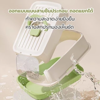 ห้องน้ำแมว พร้อมที่ตักทราย ห้องน้ำแมวทรงโดม มีฝา ทราย กระบะทรายแมว 2 ชั้น ทรายแมวและห้องน้ํา ป้องกันทรายกระเด็น ระงับกลิ
