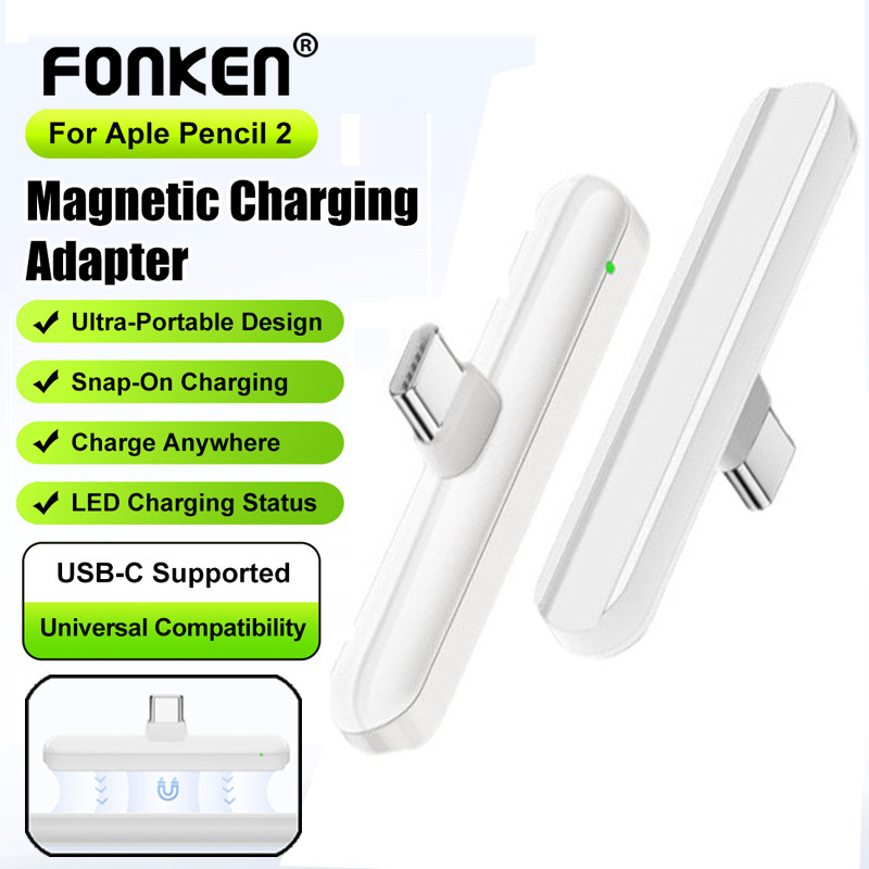 Fonken Magnetic Wireless Charger Adapter สําหรับ Aple Pencil 2nd Generation iPencil USB-C Connector 