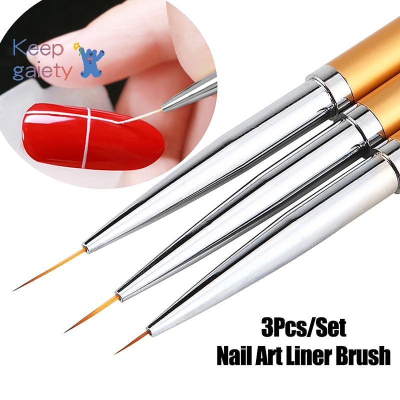 [Kpt-t] 3pcs French Stripe Nail Art Liner Brush Set 3D Tips Liner DIY Drawing Pen Uv Gel Brushes Pai