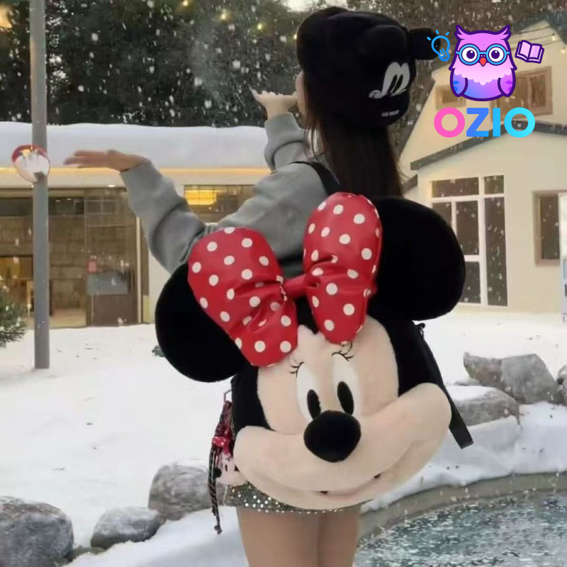 เข็มกลัดและกระเป๋าเป้ Mickey &amp; Minnie สไตล์การ์ตูนน่ารัก ตุ๊กตาพลาสมินิกับมิกกี้ พร้อมของขวัญ