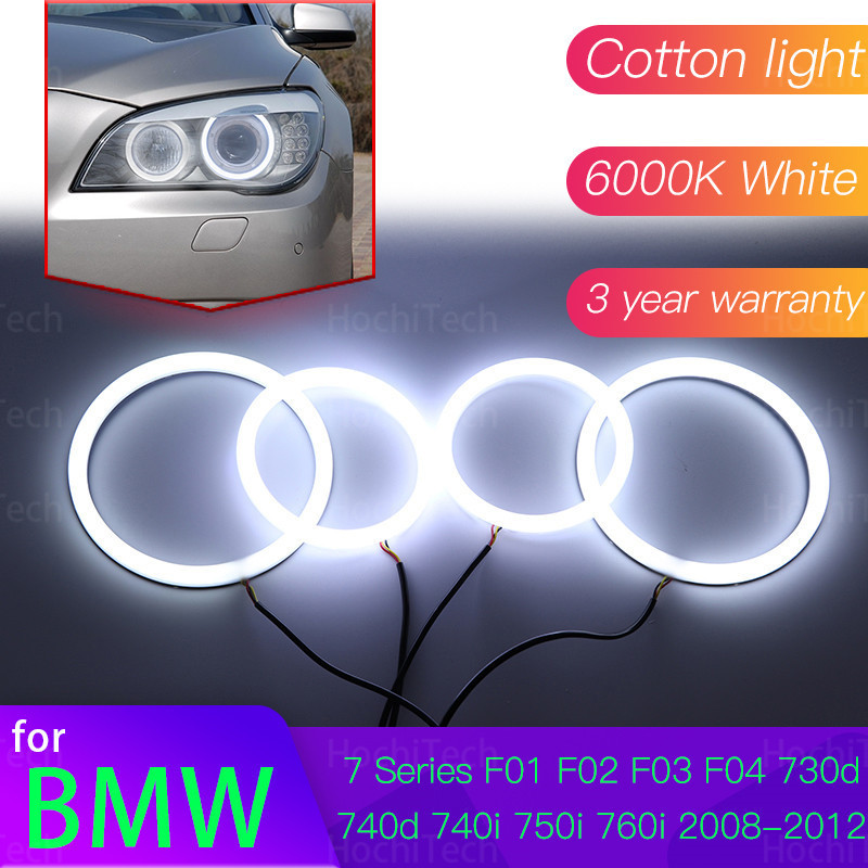 Angel Eyes Kit 6000L ผ้าฝ้ายสีขาว Halo Ring Light สําหรับ BMW 7 Series F01 F02 F03 F04 730d 740d 740