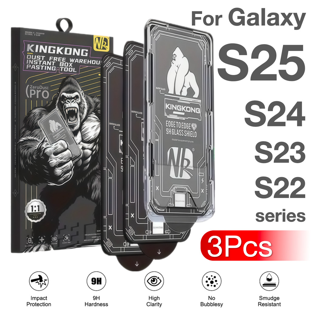 3 ชิ้นสําหรับ Galaxy S25 S24 Ultra S23 S22 Plus Edge กระจกนิรภัยป้องกันหน้าจอ 9H ไม่มีฝุ่นลายนิ้วมือ