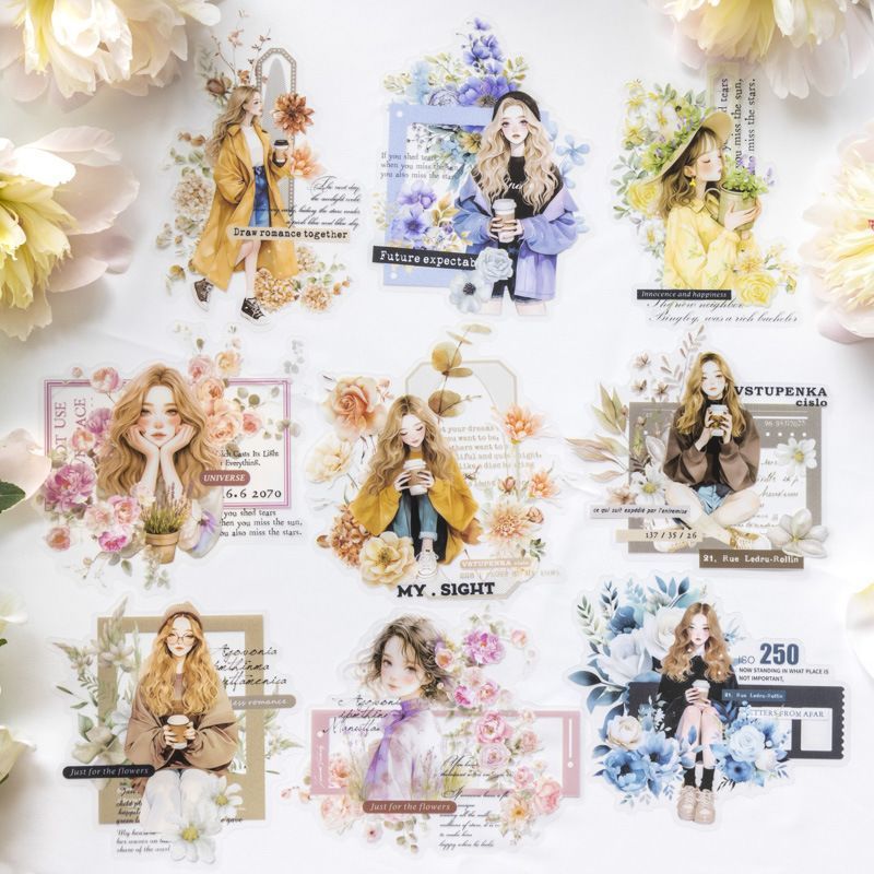 สินค้าใหม่ Ready Stock PET Sticker Character Sticker Pack A Bunch of Flowers Romantic Series Charact