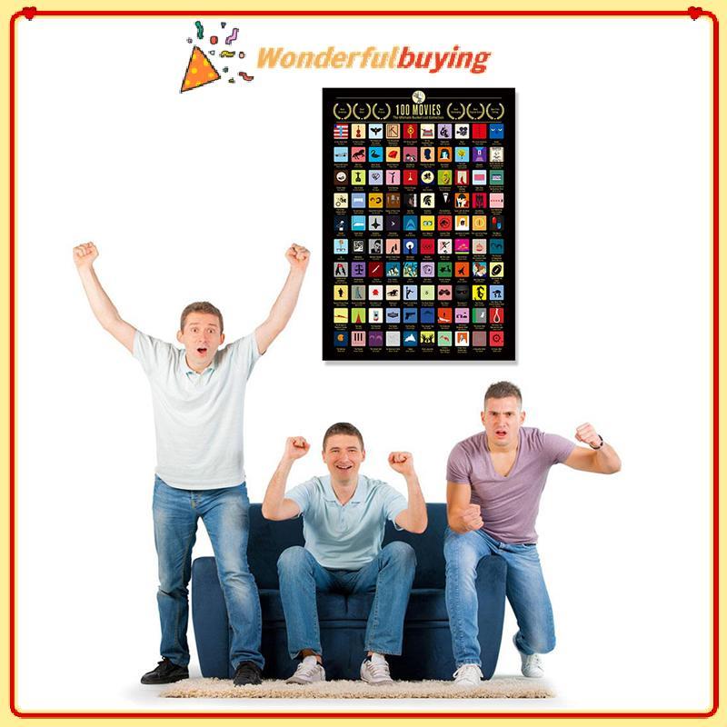 WBTH 100 Movies Scratch Off Poster 100 Must-See Movies Top Films of All Time Buet Vary